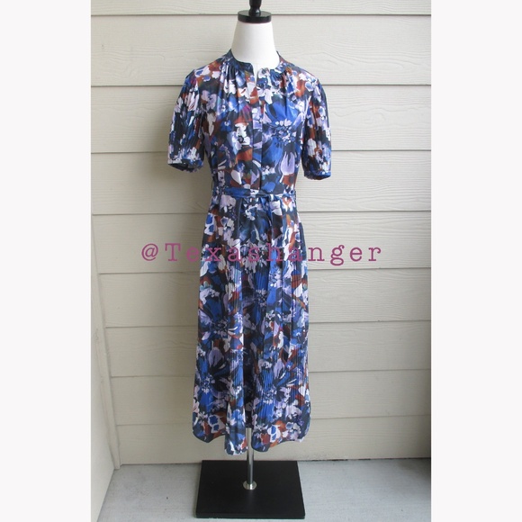 NWT Derek Lam Alexandra Floral Puff-Sleeve Midi Shirtdress Size 8 - Picture 12 of 15